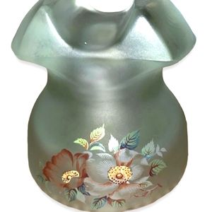 Vintage Hand Painted Floral Design Glass Insulator Farmhouse Style Decor